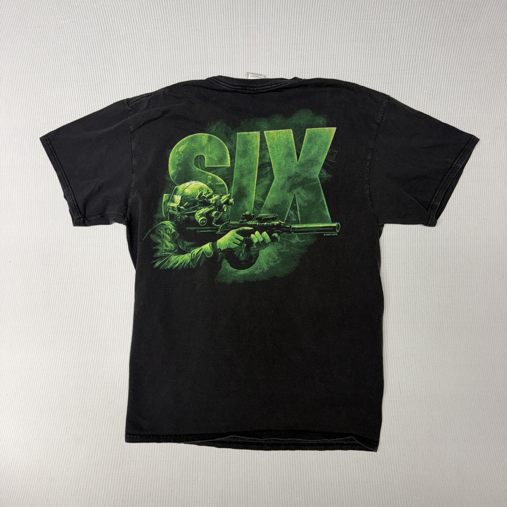 Vtg Navy Seal Team 6 Mens L Black SIX Soldier Graphic Tee Military TV Show